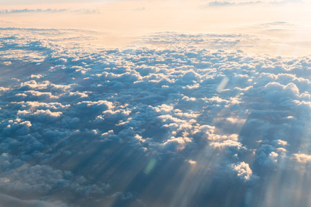 sea of clouds with sunbeam in the morningの写真素材