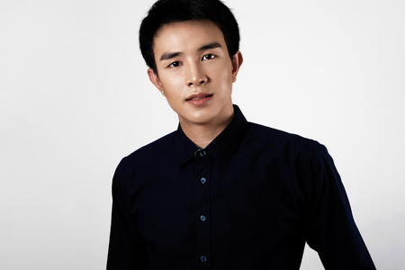 Asian man portrait in studioの写真素材