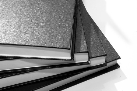 Part of the leather hardcover booksの写真素材