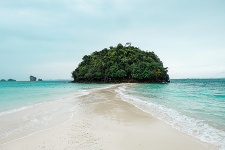 Beautiful scene of beach, ocean and islandの写真素材