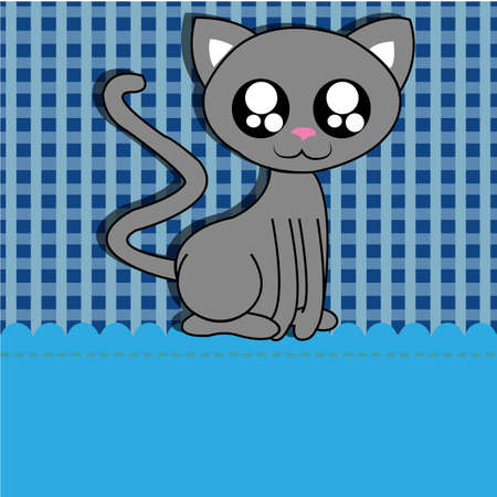 cute cat on special blue backgroundのイラスト素材