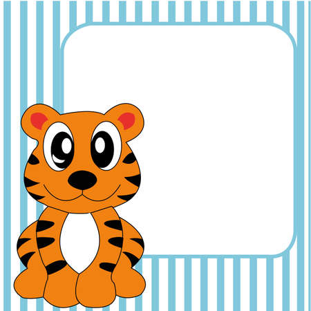 cute tiger on special blue lines backgroundのイラスト素材