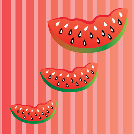 cartoon watermelon on special red lines background