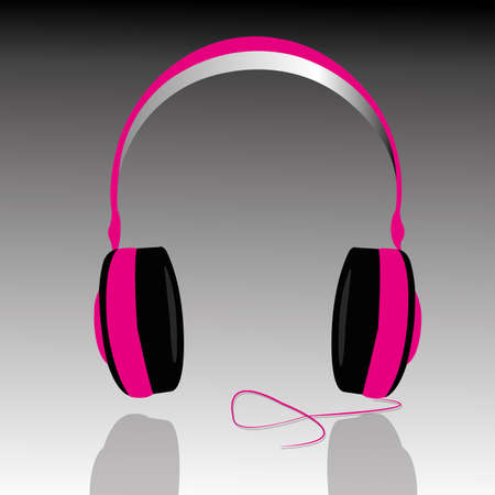 pink headphones on gray backgroundのイラスト素材