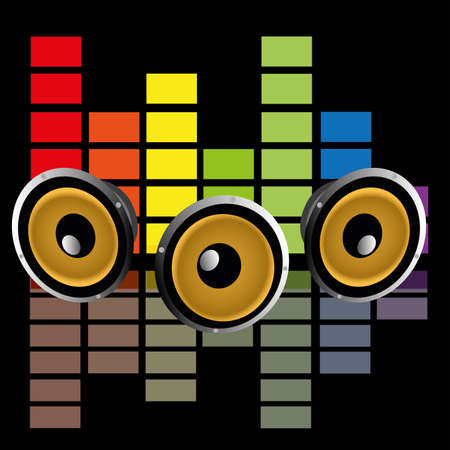 abstract audio symbol with shadow effect on black backgroundのイラスト素材