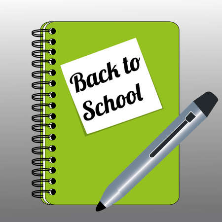 green notebook and pen on gradient gray backgroundのイラスト素材