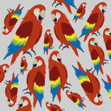 abstract parrots on gray backgroundのイラスト素材