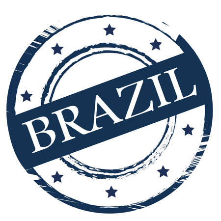 blue brazil stamp on white backgroundのイラスト素材