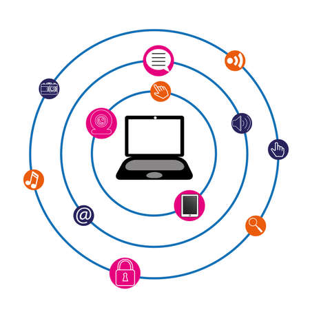 different social media icons making an abtract connectionのイラスト素材