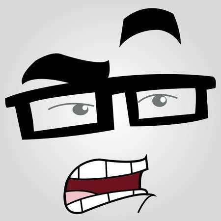 cute abstract curious face on white backgroundのイラスト素材