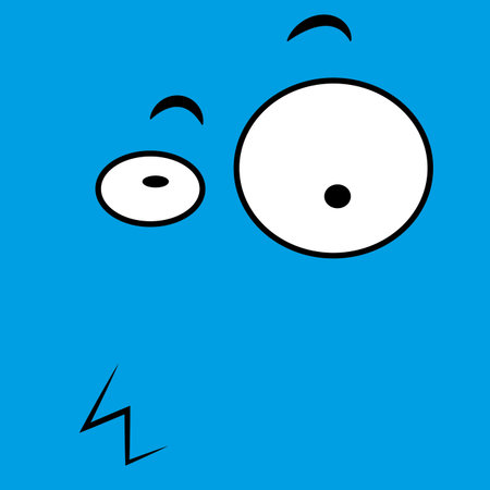 cute abstract curious face on blue backgroundのイラスト素材