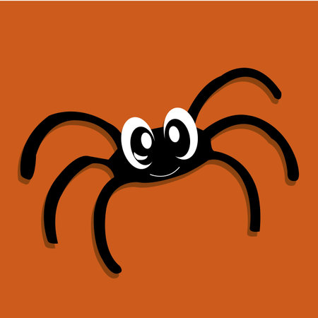 abstract cute spider on orange backgroundのイラスト素材