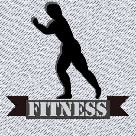 abstract man silhouette doing exercise on special gray lines backgroundのイラスト素材