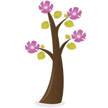 abstract tree with flowers on white backgroundのイラスト素材