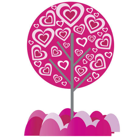 abstract tree with heart leaf on white backgroundのイラスト素材