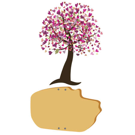 abstract tree with heart leaf on white backgroundのイラスト素材