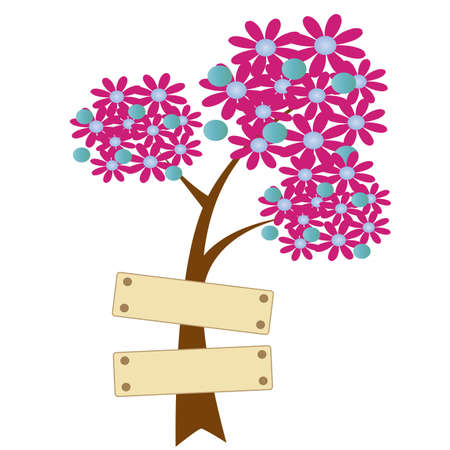 abstract tree with flower leaf on white backgroundのイラスト素材