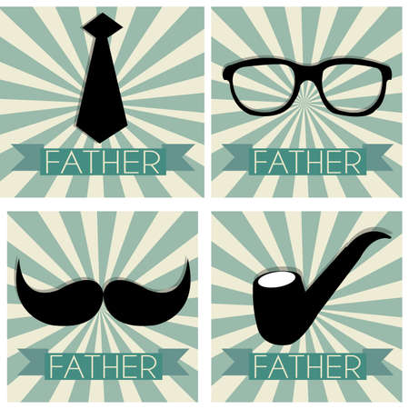 special father's day symbols on different squares with special backgroundのイラスト素材