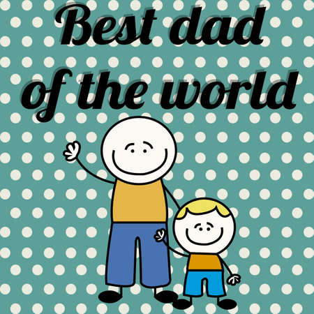Best dad of the world text and father and son on special blue backgroundのイラスト素材