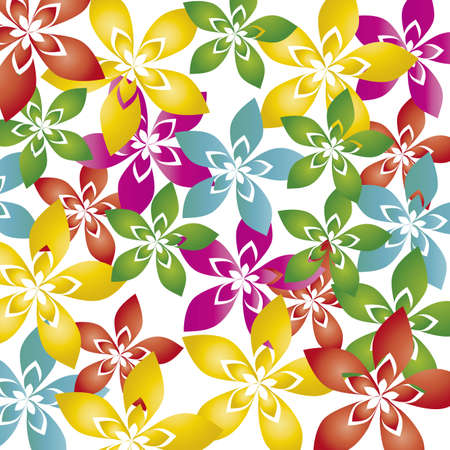 abstract flowers with different color on white backgroundのイラスト素材