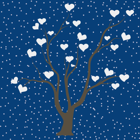 abstract cute  tree on special winter backgroundのイラスト素材