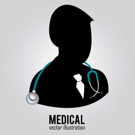 abstract doctor silhouette on special gray backgroundのイラスト素材
