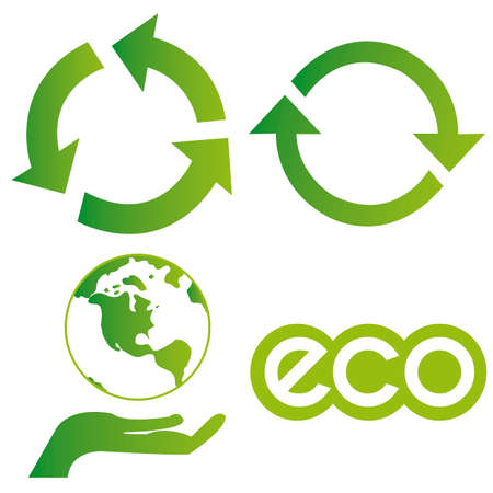 abstract different eco symbols on white backgroundのイラスト素材