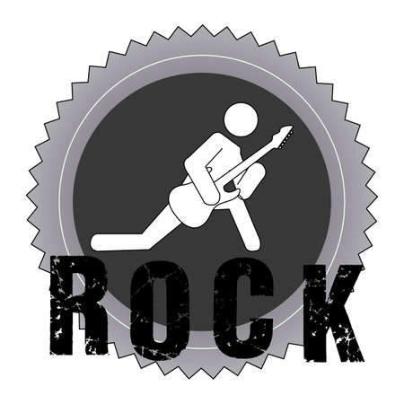 abstract person playing guitar label on white backgroundのイラスト素材