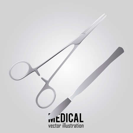 abstract medical scalpel and scissors on special gray backgroundのイラスト素材