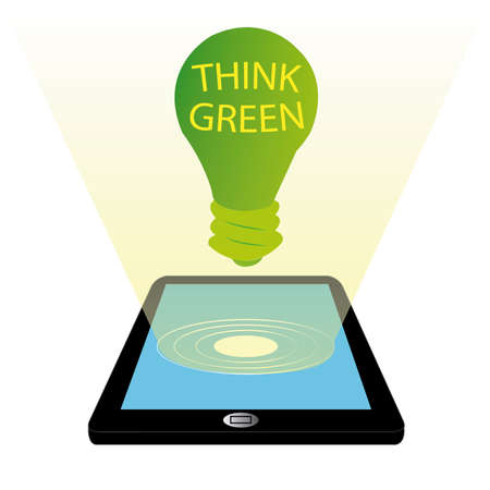 abstract eco tablet with text on white backgroundのイラスト素材