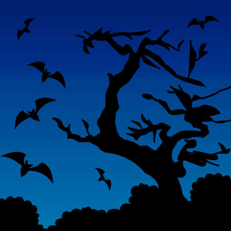 abstract halloween background with different terror objectsのイラスト素材