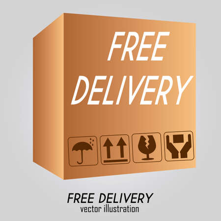 abstract box with delivery icons on special backgroundのイラスト素材