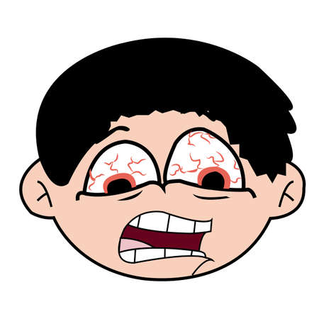 abstract face with scary expression on white backgroundのイラスト素材