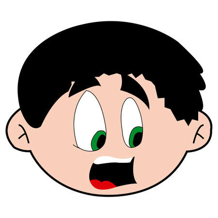 abstract face with surprised expression on white backgroundのイラスト素材