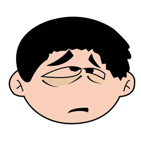 abstract face with sick expression on white backgroundのイラスト素材