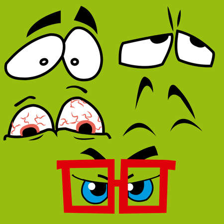 abstract eyes with different expression on white backgroundのイラスト素材