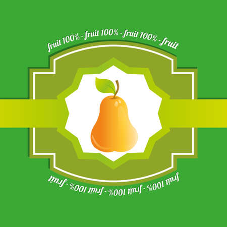 abstract pear label on a green backgroundのイラスト素材