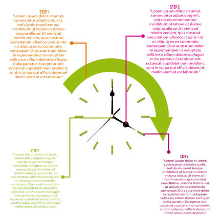 abstract clock with some information on white backgroundのイラスト素材