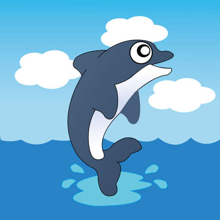abstract cute dolphin on special ocean backgroundのイラスト素材