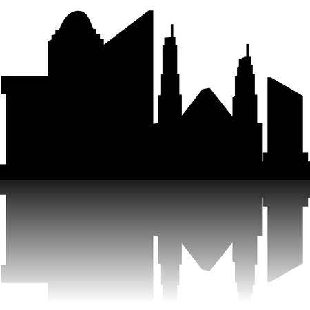 abstract different building silhouettes on white backgroundのイラスト素材