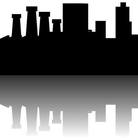 abstract different building silhouettes on white backgroundのイラスト素材
