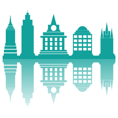 abstract buildings silhouettes on a white backgroundのイラスト素材