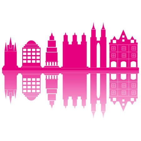 abstract buildings silhouettes on a white backgroundのイラスト素材