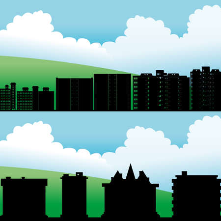 abstract buildings silhouettes on a white backgroundのイラスト素材