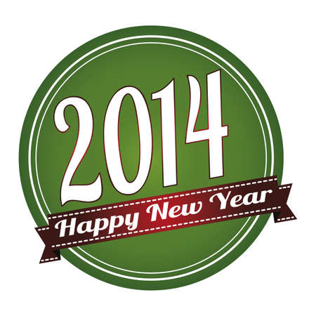 abstract happy new year label on a white backgroundのイラスト素材