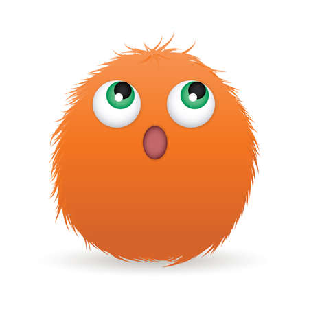 Abstract pretty hairball with curious expression on white backgroundのイラスト素材