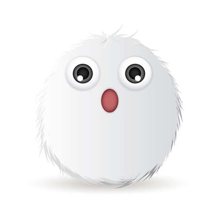 Abstract pretty hairball with surprised expression on white backgroundのイラスト素材
