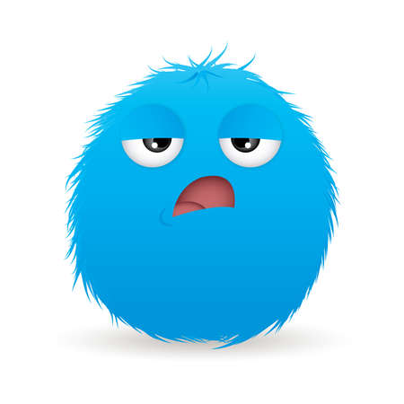 Abstract pretty hairball with sad expression on white backgroundのイラスト素材