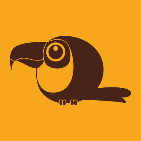 abstract cute toucan on a yellow backgroundのイラスト素材