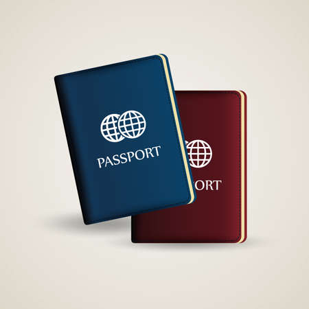 two passport with different color on a white backgroundのイラスト素材